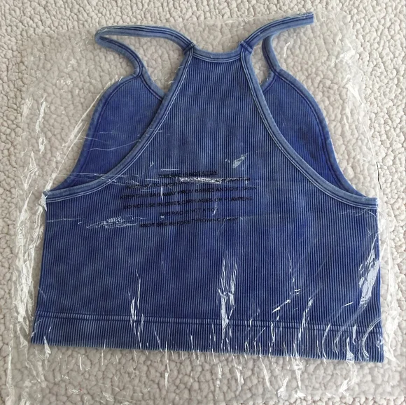 Zenana Outfitters Blue Heathered Scoop Neck Tank - Picture 2 of 2